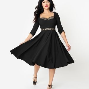 Black 3/4 Sleeve Retro Dress